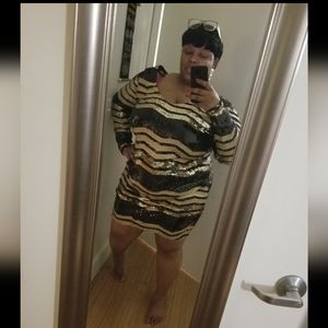 Trixxi Black & Gold Party Gorgeous Party Dress in Size 20W